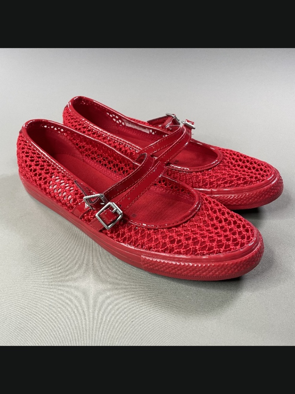 NEW Converse Shoes Womens 9 red woven dainty Mary Jane coquette street wear